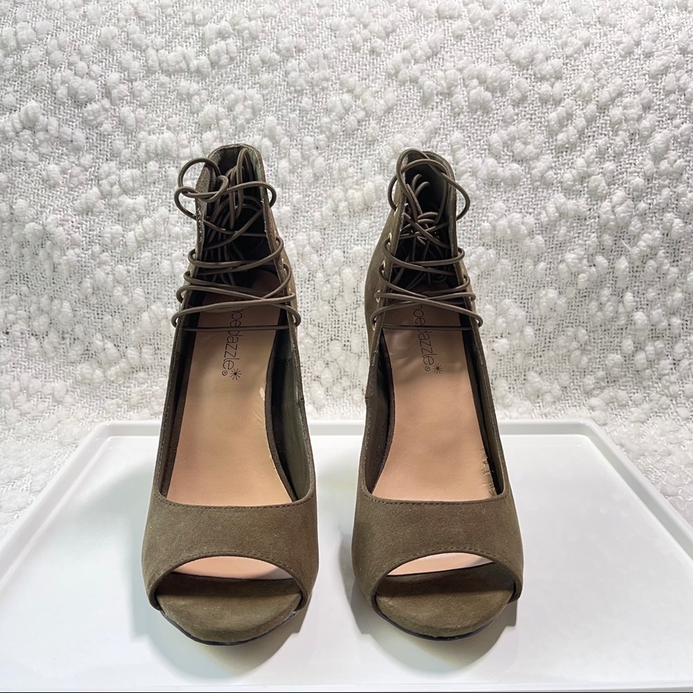 Green Peep-Toe Strappy Heels ShoeDazzle